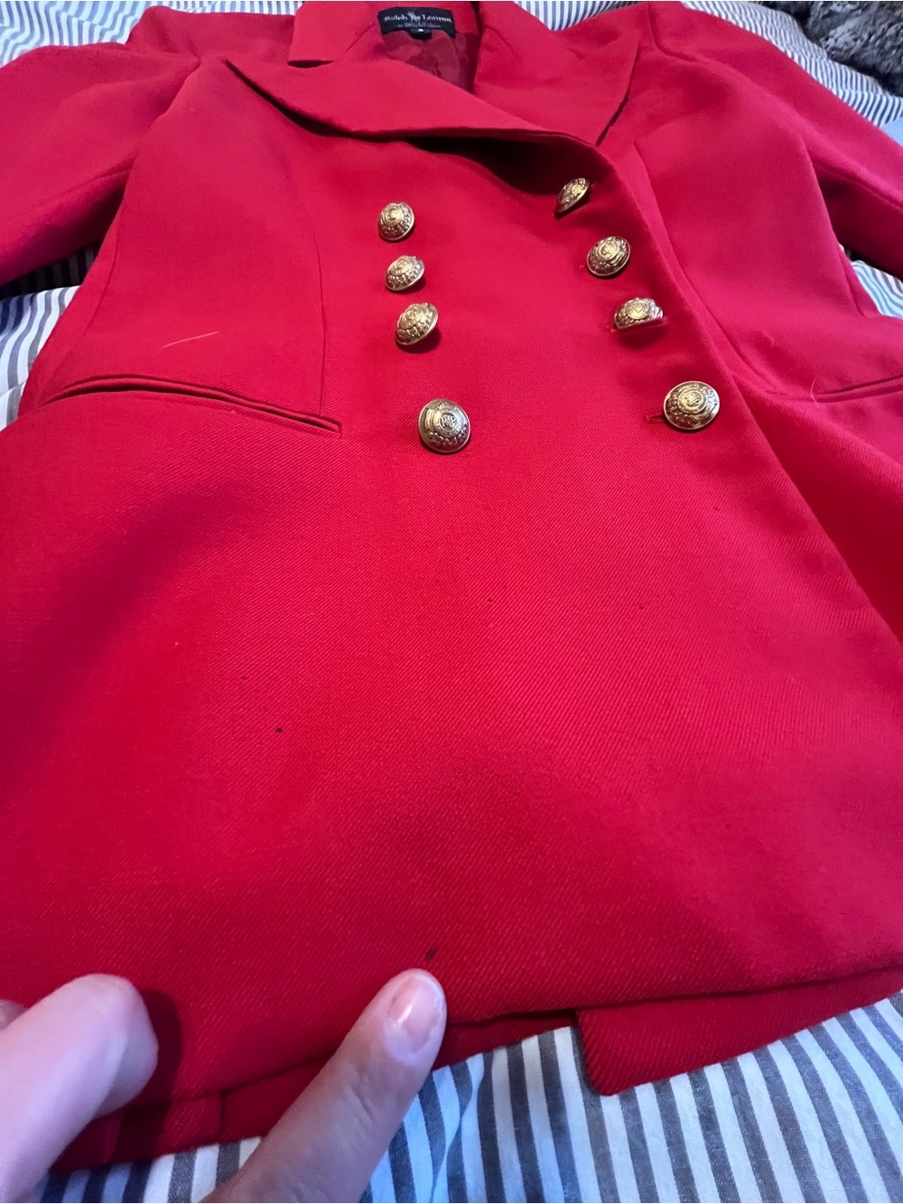 Ralph Lauren Red Double-Breasted Blazer with Gold Buttons - Picture 3 of 7